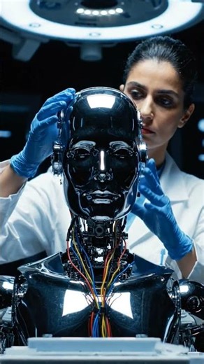 A Human Attaching a Robot Head! | AI Content 1X