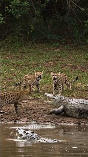 Wild Cats vs Crocodiles | Real Animal Battle in Nature 4K