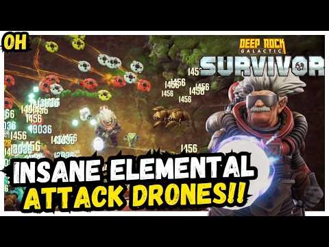 INSANE Elemental Attack Drones! Deep Rock Galactic Survivor!
