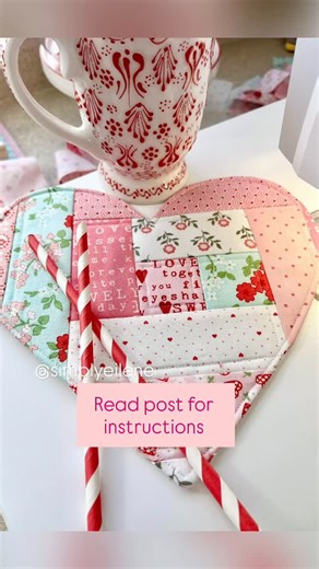 Eilene Johnson- Pattern Designer | Make a Scrapoy Valentine Coaster with me! Here’s what I did ➡️ - cut 2” strips of various lengths in fun cotton prints. Cut one 2” x 2”... | Instagram