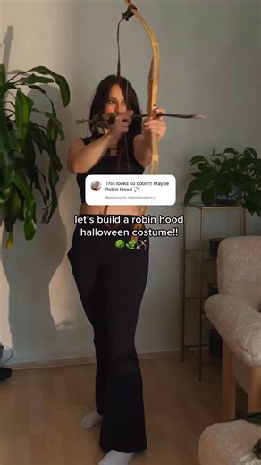 JASMIN on Instagram: "building my robin hood costume for the @doonails halloween party !! 🤎🌳🌿🏹 initially i would have loved to go as harlequin or witch or something but the motto was heroes & villains — so robin hood it was 🫡 pro tip: if your costume involves a cape, sew on a little headband to keep it right where you want it! poplar branch arrows were inspired by the original disney movie 🤎 unpaid ad • brand mention #robinhood #robinhoodcostume #h