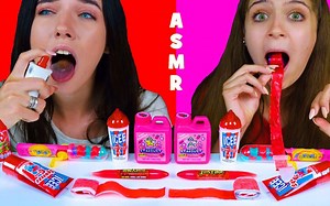 【lilibu】7.1吃播桃红色和红色糖蜜，胶糖蜜糖赛果，泡泡糖粉