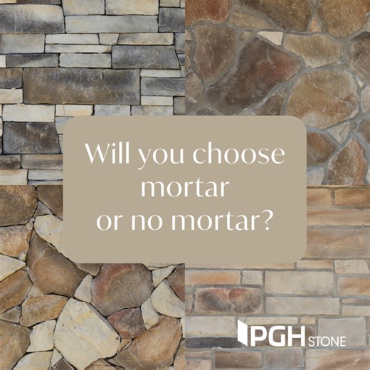 It's not just the shape and colour that will influence the aesthetics of your PGH Stone feature. The use of mortar plays a large part in the end result. To create a rustic, artisanal look, perfect for modern farmhouse and mid-century design, consider PGH Stone without mortar, where the stone pieces sit tidily next to each other. For a more seamless and finished result, PGH Stone finished with grey mortar will create a perfect feature for Hamptons and Australian Coastal looks. Download the PGH St
