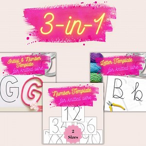 3-in-1 "alphabet"   "numbers"   "block Font Initials and Numbers" Templates Bundle for Knitted Wire Art - Etsy
