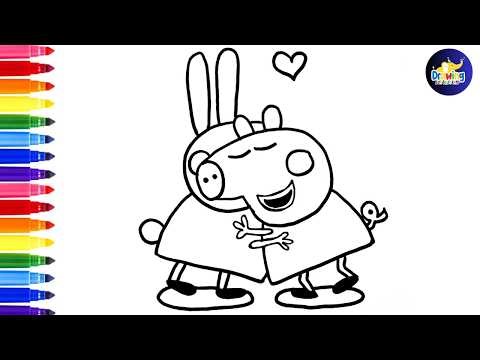 Draw And Peppa Pig & Rebecca Rabbit, Peppa Pig Drawing For Kids‪@dibujos-felices‬‪@PeppaPigOfficial‬