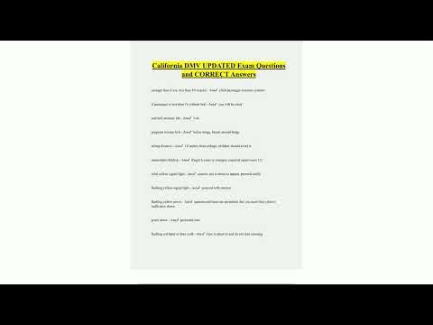 California DMV UPDATED Exam Questions and CORRECT Answers1