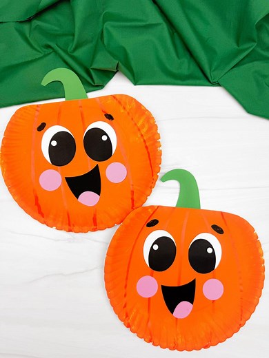 Pumpkin Paper Plate Craft Template for Fall | Easy Harvest Activity for Kids - Etsy