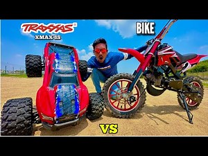 RC Traxxas Xmaxx Monster Car Vs Dirt Bike Vs Arrma Fireteam Unboxing & Fight - Chatpat toy tv