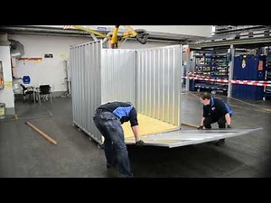 Aufbau / Montage eines Containers, Materialcontainer, Lagercontainer, Baustellencontainer