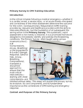 Primary Survey in CPR & EMS Education - Reading Passage and x 10 Questions