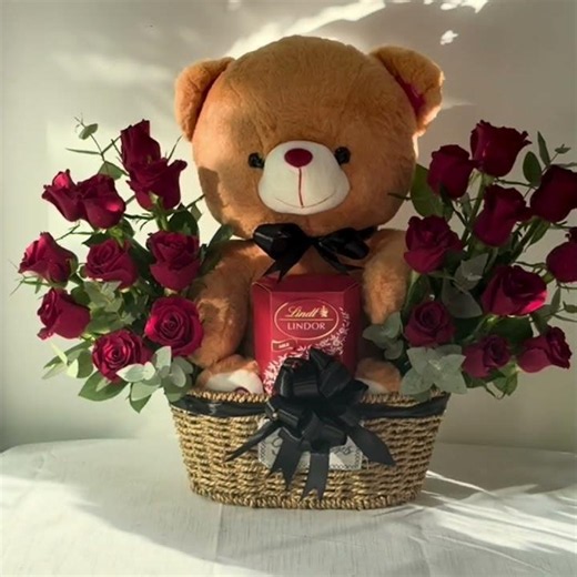 A basket full of love, sweetness, and red roses ❤️🌹The perfect gift to make someone smile.