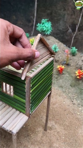 Building a Tiny Bamboo House in the Woods 🌿🏡 | Part 1 | Miniature House DIY #shorts