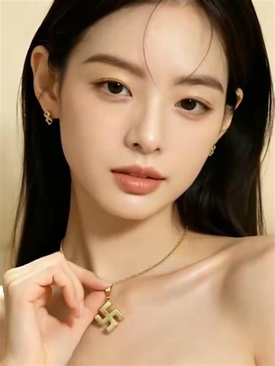 불교 만자 목걸이 귀걸이 세트 ✨ 행운 펜던트 액세서리