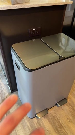 60L Stainless Steel Dual Compartment Trash Can