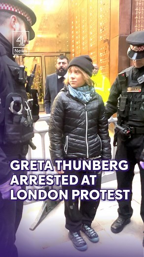 Swedish activist Greta Thunberg has been arrested at a protest supporting Palestine Action members in London. Footage appears to show the 22-year-old holding a sign that reads 'I support the Palestine Action prisoners. I oppose genocide.' City of London police said it has arrested a woman under the Terrorism Act for displaying an item in support of a proscribed organisation. #GretaThunberg #PalestineAction #Palestine #Israel #Channel4News | Channel 4 News
