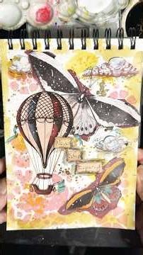 Mixed media art journal page - watercolors, stencils, paper #mixedmediaart #papercraft