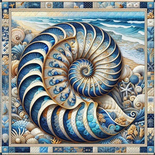 Quilt Fabric Panels – Seaside Symphony Nautilus Sewing Art - Etsy
