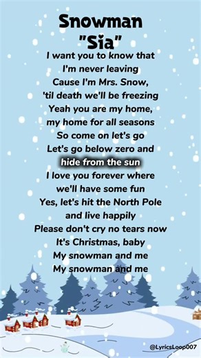 Snowman "Sia" #shorts #songlyrics #snowman #christmas #trending
