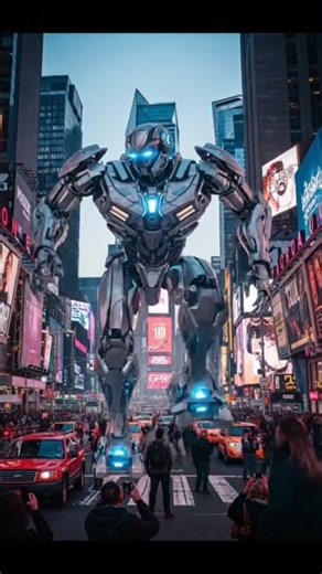 Giant robot walking through Times Square #subscribe #short #shortfeed #DreamScreenAI