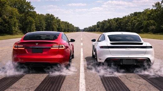Porsche Taycan Turbo S vs Tesla Model S drag race