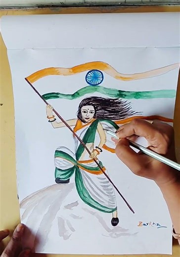 Easy Indian Flag Girl Drawing 🇮🇳 | Patriotic Drawing for Beginners