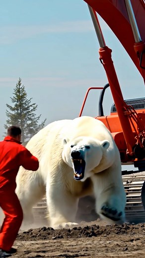6.1K views | huge polar bear attacking excavator operators | Fictional Genetics | Facebook
