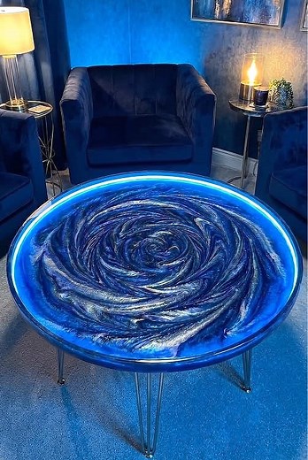 Deep Blue Galaxy Epoxy Table | DIY Craft & Home Design