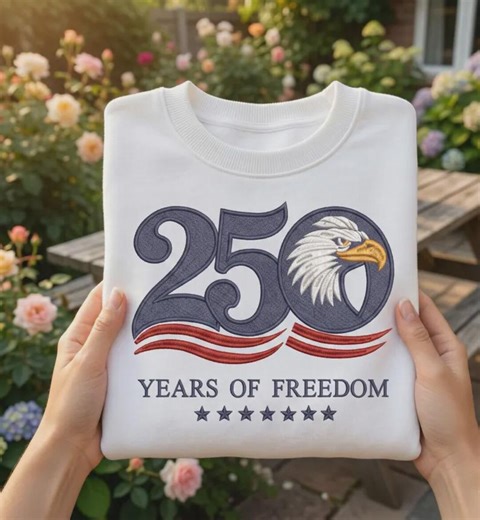 250 Years of Freedom Embroidery Design, Eagle Head 250 Logo, Patriotic USA Anniversary 1776 2026, Machine Embroidery File - Etsy