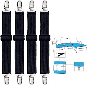 Korlon 4 Pack Bed Sheet Clips, Adjustable Heavy Duty Fitted Sheet Straps Holder, Elastic Sheet Suspenders Fasteners Holders for Corners Bed Mattress Grippers Cover Sofa Cushion
