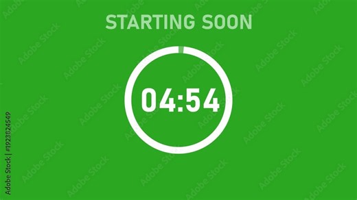Five minute countdown timer animation from 300 second to 0 second on transparent background, 5 minute countdown timer,countdown video with alpha channel.