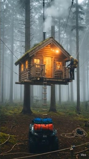 "I Built a Floating Treehouse in the Middle of Nowhere #home #shorts