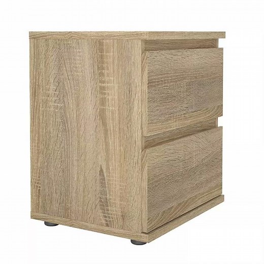 WellHome-Mesita de noche Júcar con 2 cajones en color Roble-WH16923