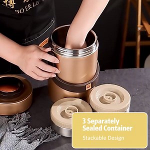 SSAWcasa 3-Layer Insulated Lunch Box for Men, Adult Soup Thermos, Leakproof Insulated Hot Food Jar Container, Stainless Steel Thermal Bento Box Lunch Bag Cutlery for Office Worker Trucker Picnic
