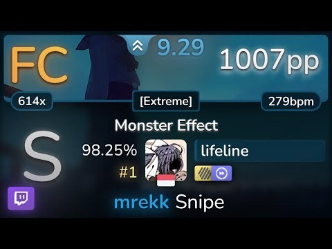🔴 9.3⭐ lifeline | THE ORAL CIGARETTES - Monster Effect [Extreme] +HDDT 98.25% (#1 1007pp FC) - osu!