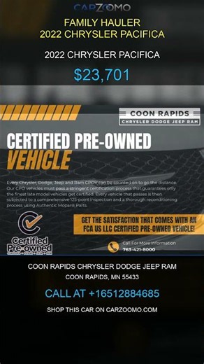 2022 Chrysler Pacifica Touring L FWD — 55K Miles for $23,701 | CarZoomo