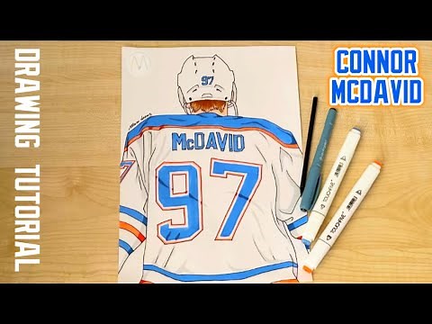 How to draw ice hockey player Connor McDavid / How to draw Edmonton Oilers players