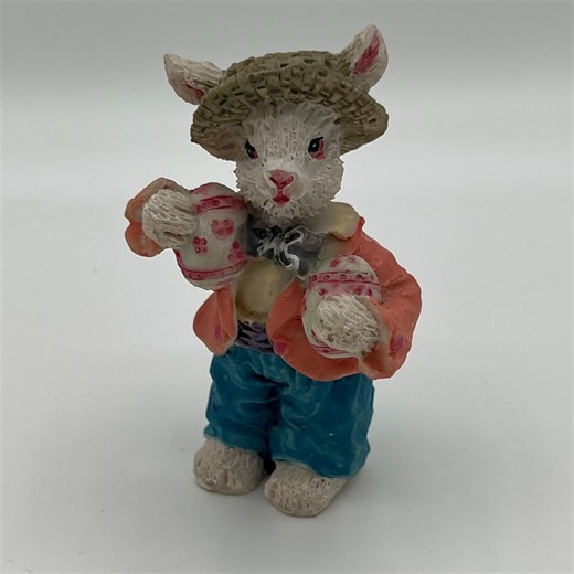 Easter Bunny With Eggs Mr. & Mrs. Cottontail Vintage Resin Polystone Figurine - Etsy