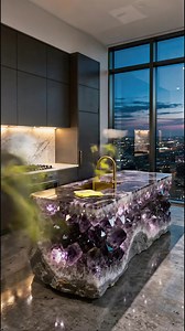 Insane Amethyst Crystal Kitchen Island! #luxury #kitchen #build | The DIY Smith