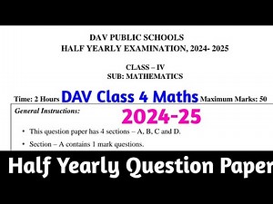 DAV Class 4 Maths Half Yearly Question Paper 2024-25 |