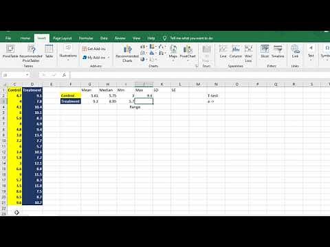 Comparing Two Groups Using Excel