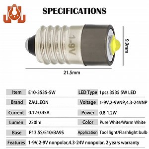 [Hot Item] Non Polarity E10 P13.5s LED Bulb for Work Lights