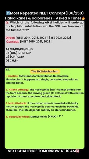 Day(106/250): The Backside Attack! 🥷 (Cracking the SN2 Speed Rules)(NEET/JEE) #neet2026#neet #shorts