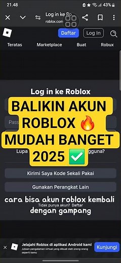 CARA BALIKIN AKUN ROBLOX 😱🔥 MUDAH & CEPAT 2025 | TUTORIAL LENGKAP #roblox #robloxtutorial