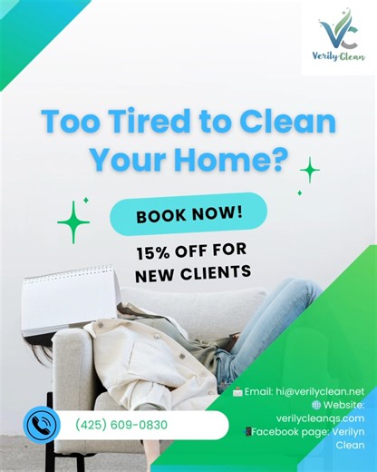 𝐅𝐞𝐞𝐥𝐢𝐧𝐠 𝐭𝐨𝐨 𝐭𝐢𝐫𝐞𝐝 𝐭𝐨 𝐜𝐥𝐞𝐚𝐧 𝐚𝐟𝐭𝐞𝐫 𝐚 𝐥𝐨𝐧𝐠 𝐰𝐞𝐞𝐤? Let Verily Clean refresh your home for you. 🧼✨ Enjoy 15% OFF your first cleaning perfect for busy homeowners, families, and Airbnb hosts. Book now and come home to a space that feels clean, calm, and stress-free. 📞 (425) 609-0830 📩 hi@verilyclean.net 🌐 verilycleanqs.com #verilyclean #postviralシ #cleaningservicenearme #airbnbsuperhost #deepcleaningservice #moveinmoveoutcleaning #cleaningservice #seattle #redmond