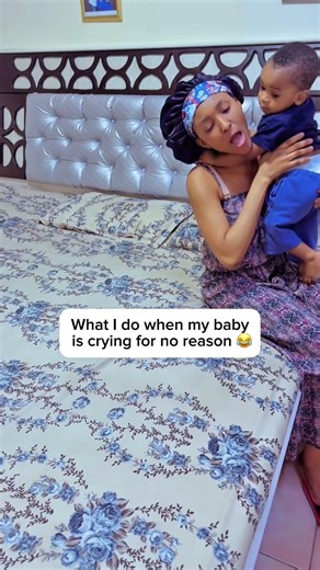 When my baby is crying for no reason, I pretend to cry and he stops and starts laughing 😂