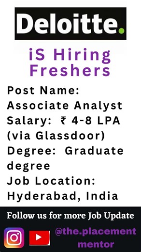 Deloitte Hiring 2026 🔥 Freshers Apply Now