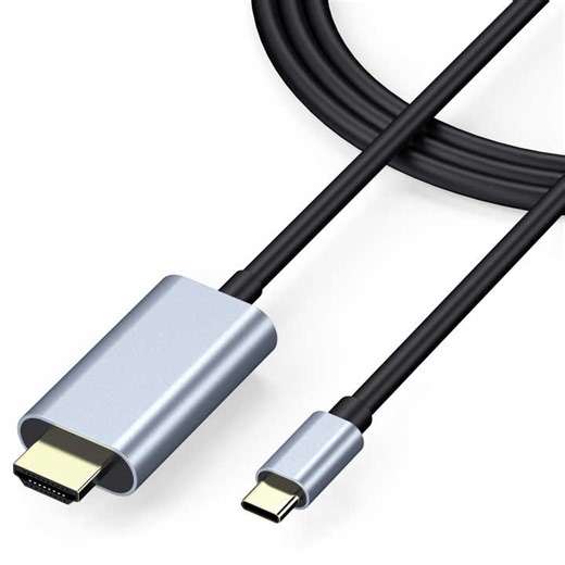 Grey Black Converter Cable USB C Type-C HDTV Cable 1.8m Gold-Plated Aluminum Cord Connector 4K 30Hz for Laptop to Monitor