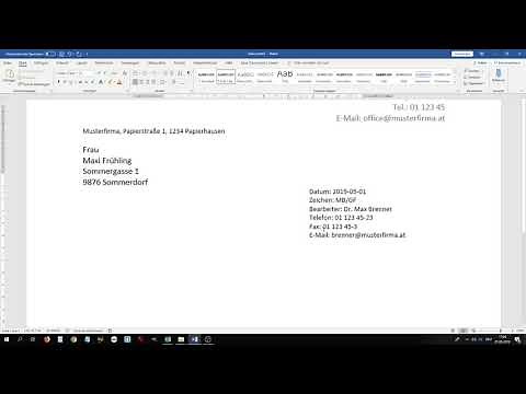 Geschäftsbrieferstellung in Word 2019