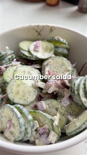 Easy Creamy Cucumber Salad #cucumber #salad #easyrecipe