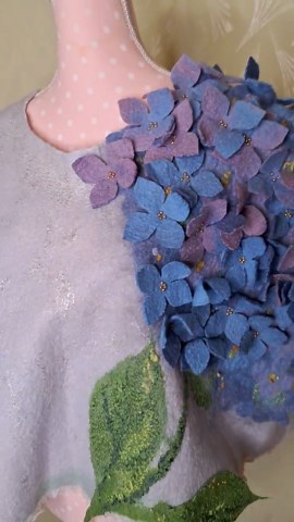 Nuno Felted Merino Wool Silk Top, Hydrangea Flower Art Wearable, One of a Kind - Etsy